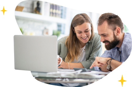 A couple reviewing mortgage options